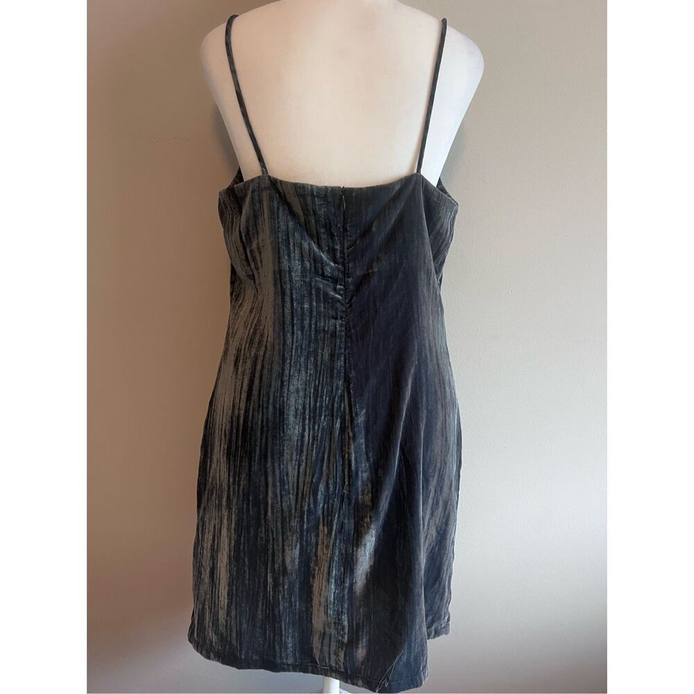 Elodie Velvet Blue slate slip dress strappy mini - Picture 2 of 4